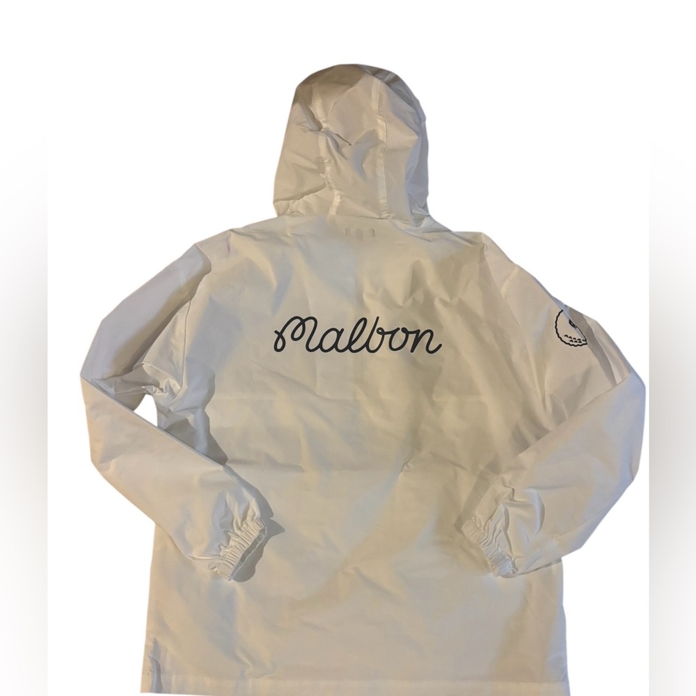 New Malbon Golf  Evergreen Nylon Golf Anorak Windbreaker Hoodie Pullover White L